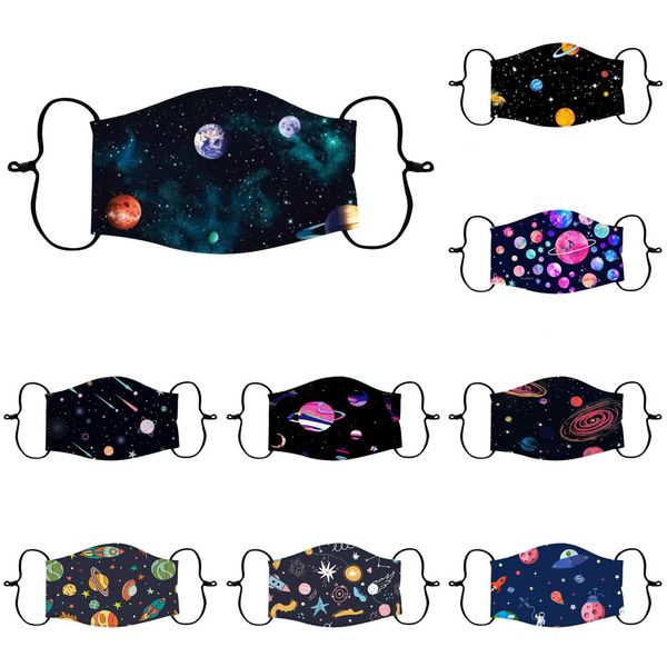 

2021 cloth type children's mask cotton washable dust-proof planet cartoon star river plug-in filter 4aprfz