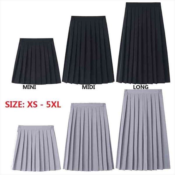 

preppy plus size xs 5xl pleated mini skirt short women summer autumn uniform high waisted skirts knee length saia, Black