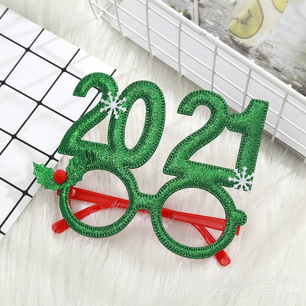 

1pcs happy glitter paper glasses 2021 new year eve festival party decoration eyeglasses frame p props kids adult