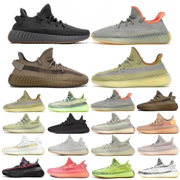 

2020 new kanye west abez cinder tail light running shoes earth desert sage zyon 3m static reflective israfil men sport shoes