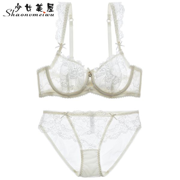 

shaonvmeiwu thin transparent lace bra suit large size perspective temptation underwear bra thin section no sponge y19070301, Red;black