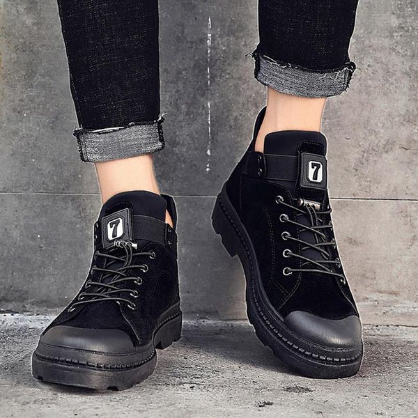 

shoes men winter boots 2020 vintage shoes fashion streetwear casual ankle mens zapatos de hombre, Black