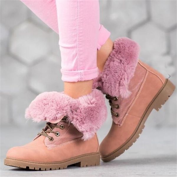 

plus size 43 fashion women shoes skidproof outdoor winter pink black keep warm plush fur snow boots female y200915