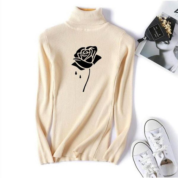 

cashmere knit cashmere turtleneck for women warm autumn/winter long sleeve print loose pullover, White;black