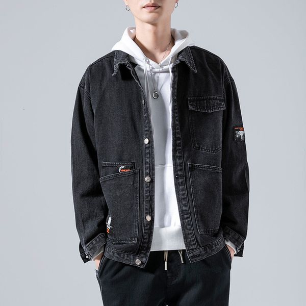 

autumn winter 2020 denim jacket men's soft, comfortable and slim korean white background u2076, Black;brown