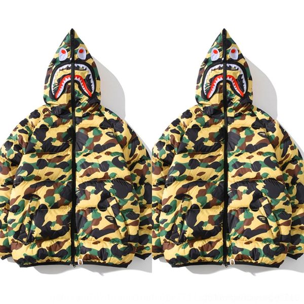 

m8tdf fashion brand shark head fashion classic camouflage hoodie for men cotton-padded coat hoodie zipper cotton-padded clothes zipper and w, Black