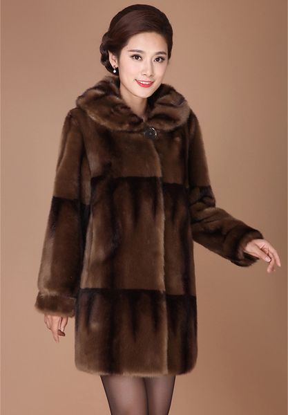 

2021 new false female mink coat coarse red outerwear plus size winter women's jackets wxf056 kyie, Black