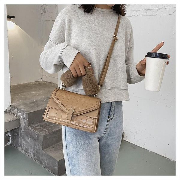 

cross body 2021 plush handle ladies bag casual stone grain single shoulder messenger clutch handbag