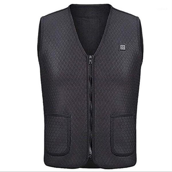 

back support charging intelligent heating vest winter black keep warm washable electric clothes1, Black;blue