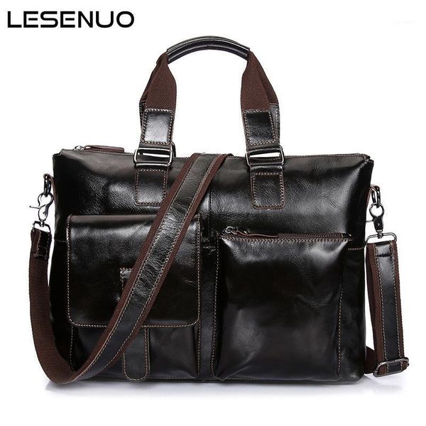 

briefcases lesenuo men leather black briefcase business handbag men's large laptravel bags messenger male vintage shoulder bag1