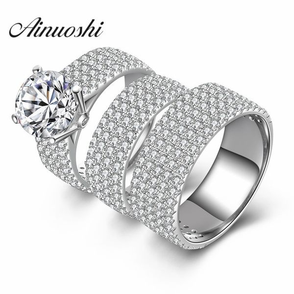 Nuova promozione 3pcs Anello Set Donna Uomo Amanti Promessa Partito Amante Anello Matrimonio Fidanzamento Sona Anelli nuziali Set Finger Gift Y200106