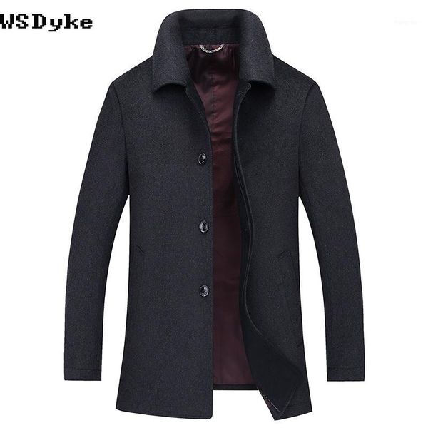 

2017 autumn new casual medium long herrenmantel cashmere good quality single breasted lana abrigo hombre1, Black