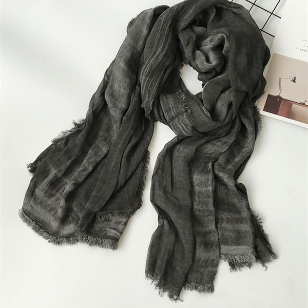 

new japanese style winter scarf cotton and linen solider color long women's scarves shawl fashion men scarf 201026, Blue;gray