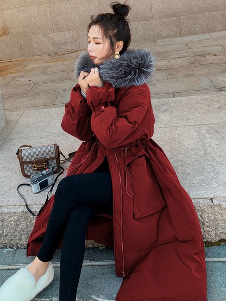 

down jacket women's middle long winter 2020 new korean loose and thickened bread suit cotton clothes trend, Black