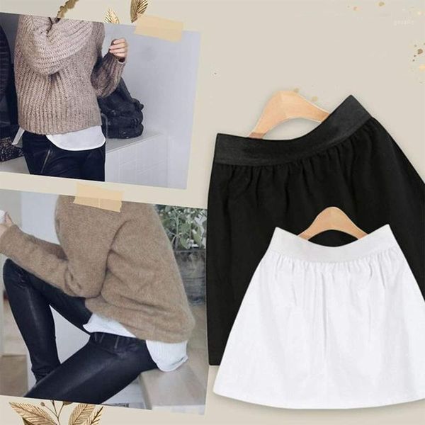 

adjustable layering fake lower sweep set skirt half-length splitting a version women all-match wear two fake sweaters skirt1, Black