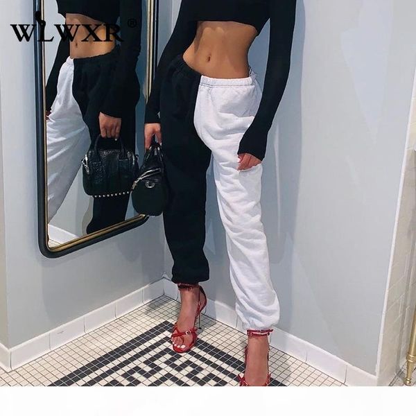 

winter loose sweat pants women joggers 2020 patchwork harajuku high waist pants female casual harem ladies trousers, Black;white