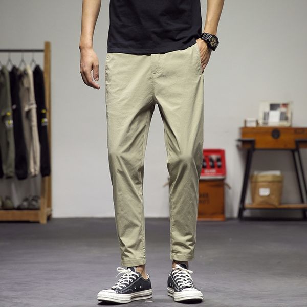 

ltguf summer new ankle-length casual trousers trousers and and casual men's thin elastic waist harem solid pants color tooling men&#039, Blue
