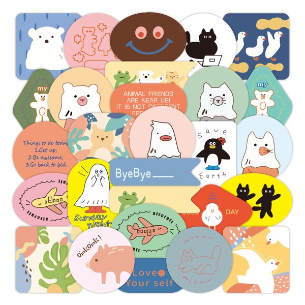 

50pcs/lot cartoon cute graffiti stickers aesthetic white bear duck decals for lapdiy skateboard luggage phone fridge guitar kids toys waterp
