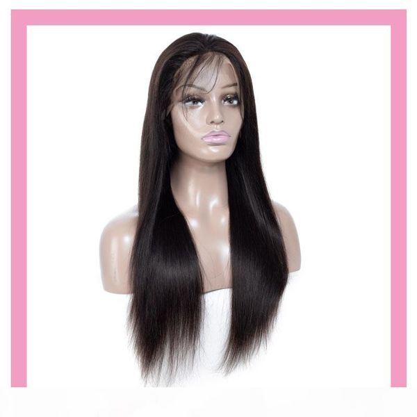 

peruvian human hair lace front wig silky straight natural color mink 8-24inch lace front wigs part, Black;brown