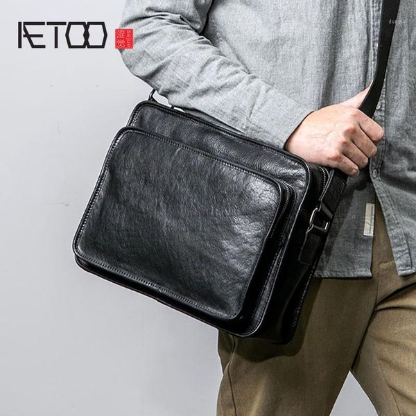

waist bags aetoo leather men's business bags, casual shoulder head-layer cowleather fashion sloping bag1