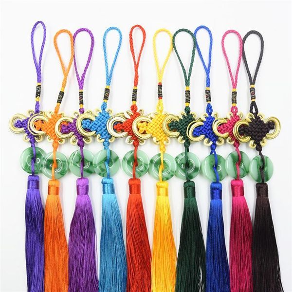 

3pcs lot green jade flake chinese knot tassels accessories diy jewelry garment crafts decoration pendant golden edge silk tassel h jllfom