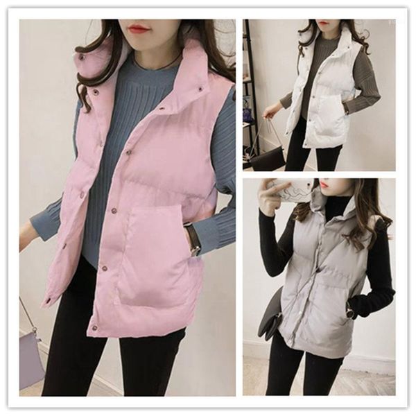 

new korean waistcoat women's slim short cotton padded vest1, Black;white