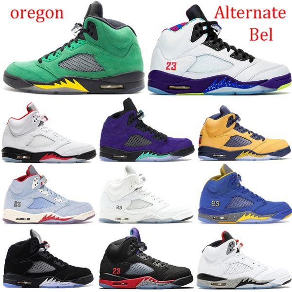 

jumpman 5s 5 basketball shoes oregon alternate bel alternate grape fire red 3 men sneakers black metallic running trainers