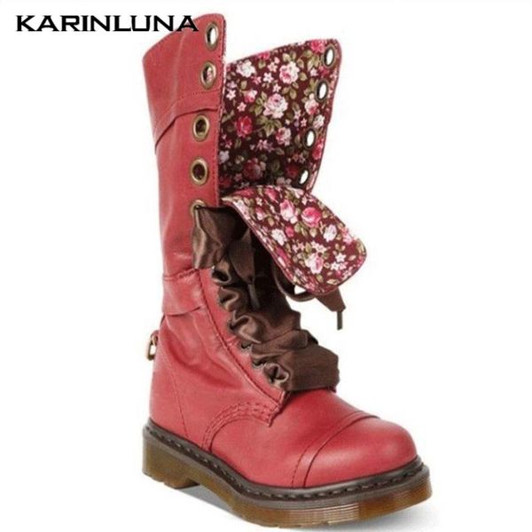 

women's fashion new arrival designer shoes vintage mid-calf boots cross-tied round toe square thick heels autumn footwear, Black