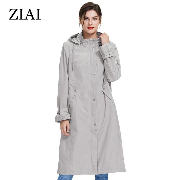 

women's trench coats ziai 2021 spring womens long coat windproof plus size female windbreaker fashion casual sale stock as-6325, Tan;black