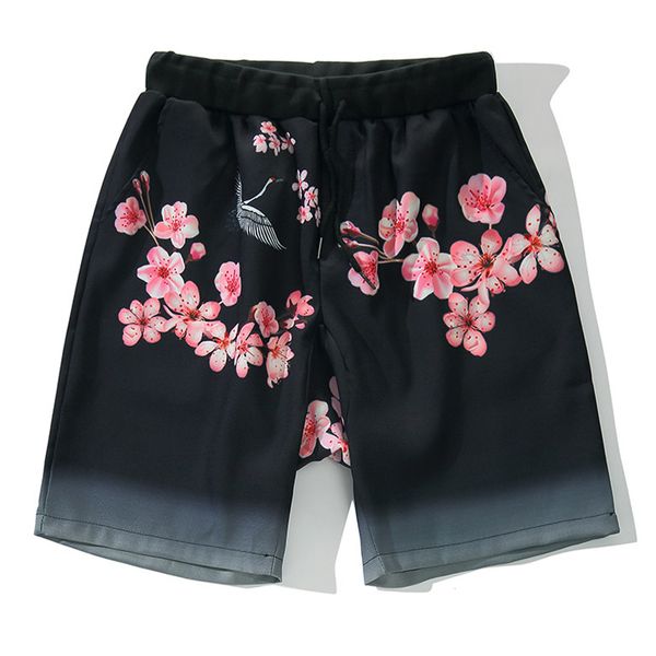 

2021 new aelfric eden hip hop japanese sakura crane embroidery men streetwear joggers summer loose casual baggy track shorts l5rs, White;black