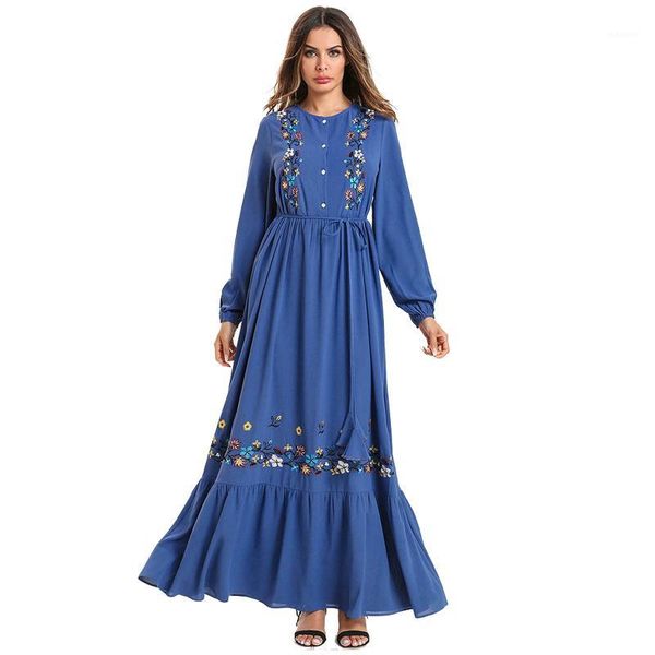 

blue women muslim abaya long maxi dress 2019 embroidery kaftan turkish dubai bandage bangladesh robe islamic plus size clothing1, Red