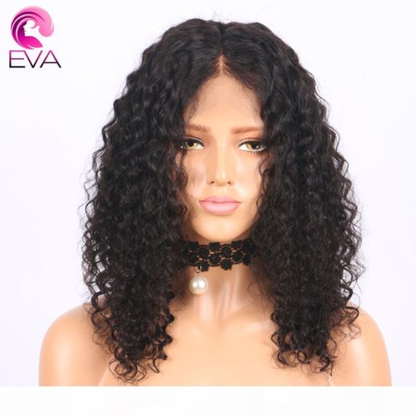 

150% density 13x6 curly lace front human hair wigs pre plucked eva hair brazilian remy human short bob wigs for black women