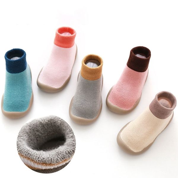 

new autumn winter children non-slip floor socks terry thickening baby toddler shoes baby indoor soft rubber socks shoes y201009