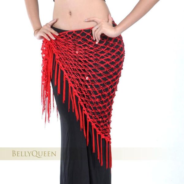 

stage wear fashion style belly dance hip scarf triangle shawl belt with sequins, Black;red