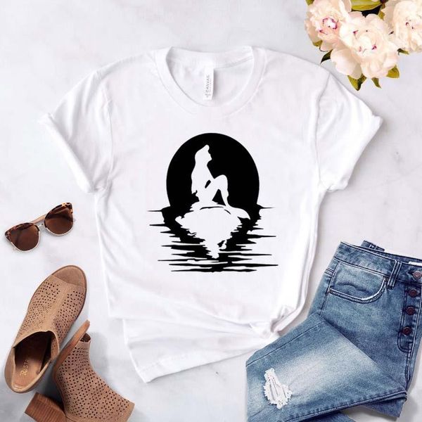 

women clothes 2021 tee shirt mermaid princess tshirts casual funny t shirt for lady tee aesthetic vogue tshirts, White