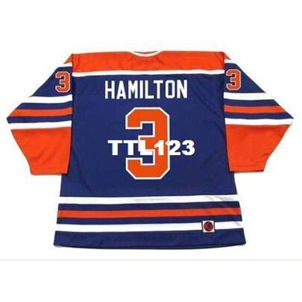 

men #3 al hamilton edmonton oilers 1975 wha t hockey jersey or custom any name or number retro jersey, Black