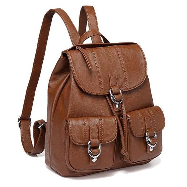 

backpack purse for women fashion faux leather buckle flap drawstring backpack