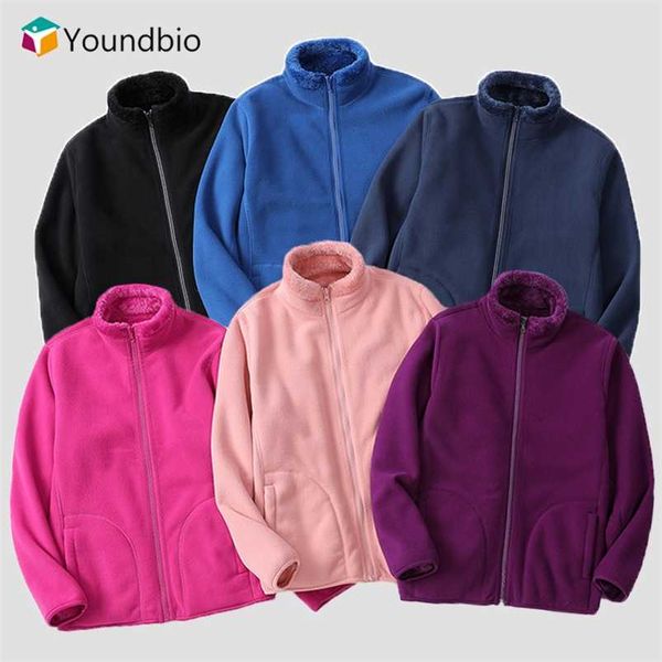 

reversible polar fleece jacket women warm plus size autumn winter ski jacket coat female soft thermal coral fleece jacket 220104, Black;brown