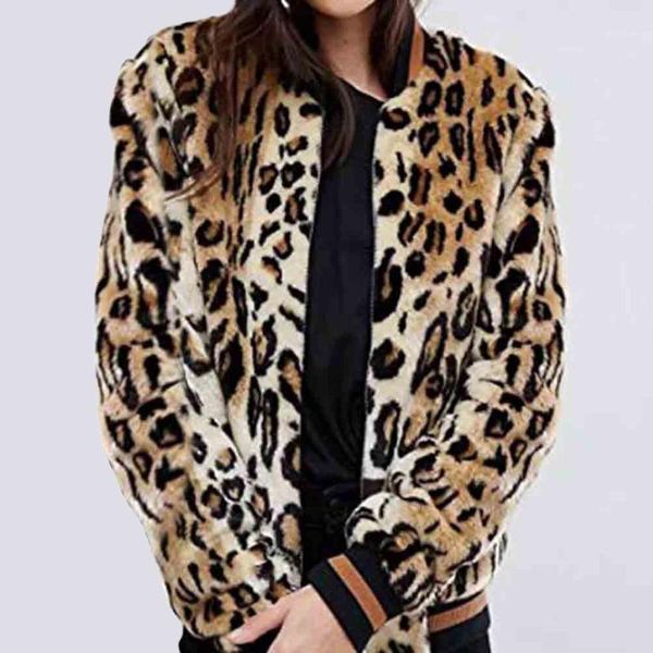 

fast-track eaby amazon 2019 new ladies hair neck leopard-print pocket zipper jacket in stock fashion 68891, Black