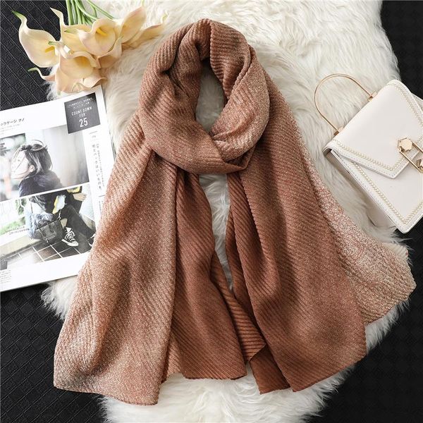 

fashion 2020 new women scarf stripped crinkle hijabs lady headband cotton winter warm scarves soft long size fold foulard bbydfk bdehome, Blue;gray