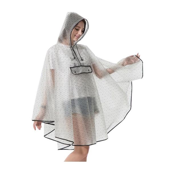 

new fashion quality waterproof reusable plastic eva women rain cape raincoat men hooded poncho for hikin bbyslr