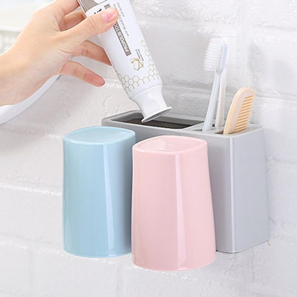 

bath accessory set toothbrush holder creative suction organizer wall mounted for bathroom storage (lovers pattern, double cups