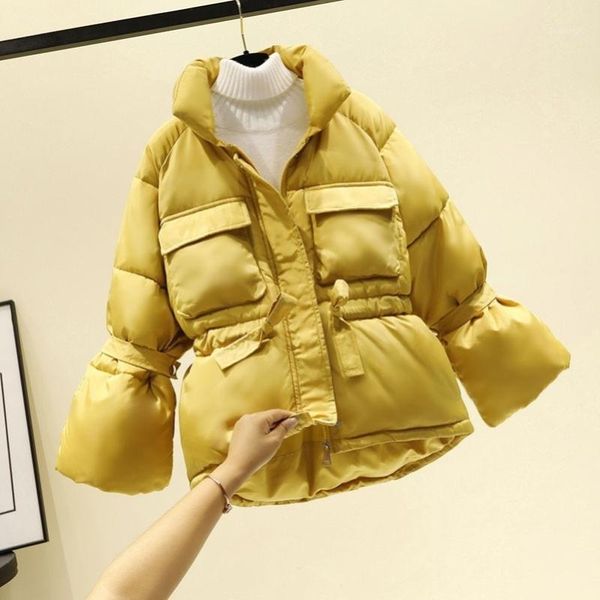 

women winter jackets parkas 2020 new fashion thick warm overcoat lantern sleeve jackets female cotton padded parka outwear p10291, Black