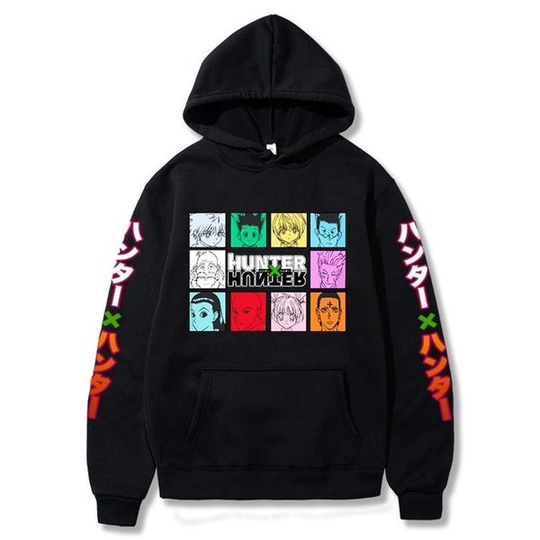 

2020 anime x hunter killua leorio kurapika gon hisoka pullover hoodie streetswear, Black