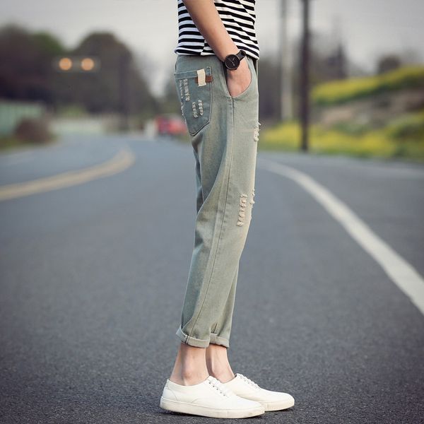 

2021 New Spring Ripped Denim From Men's Pencil Pants Fashion Classic Jeans with Quality Men MZ2Q, Blue