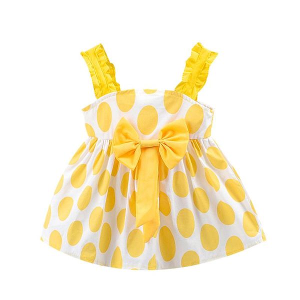 

infant baby girl clothes summer 2021 frocks vestido toddler baby girls kids strap bow dot print summer dress princess dresses, Red;yellow