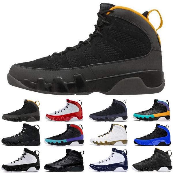 

fashion jumpman 9 9s men basketball shoes racer blue gym red university gold statue anthracite mens trainers sports sneakers size 7-13