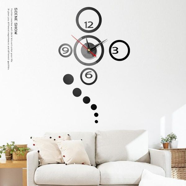 

new fashion diy acrylic mirror wall clock europe 3d quartz watch still life clocks living room home decoration stickers