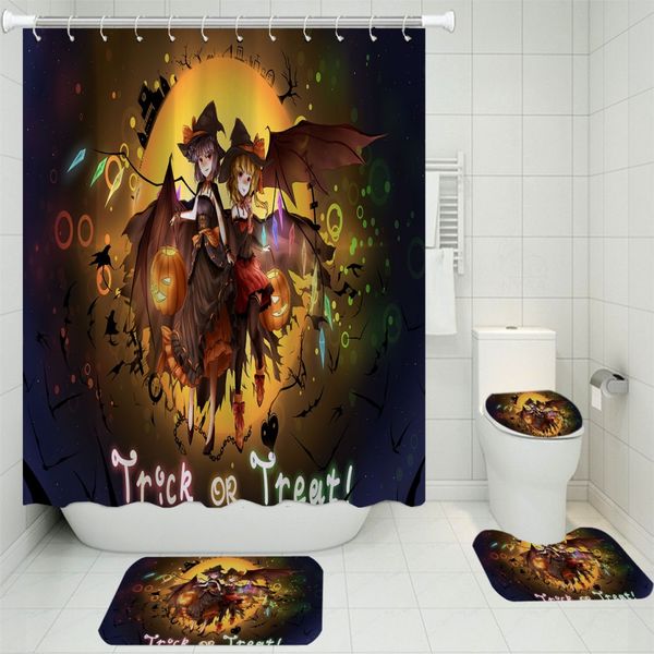 

3d halloween series shower curtain set kids gifts microfiber waterproof shower curtain set bathroom supplies