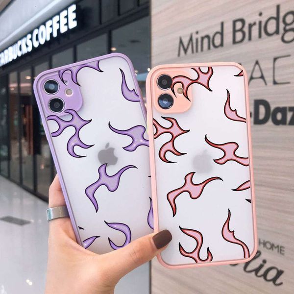 

qavip 11 pro max xs 6 6s 7 8 plus x xr se2 case, vip 12 green flame case, shell with purple pink flame patternlk